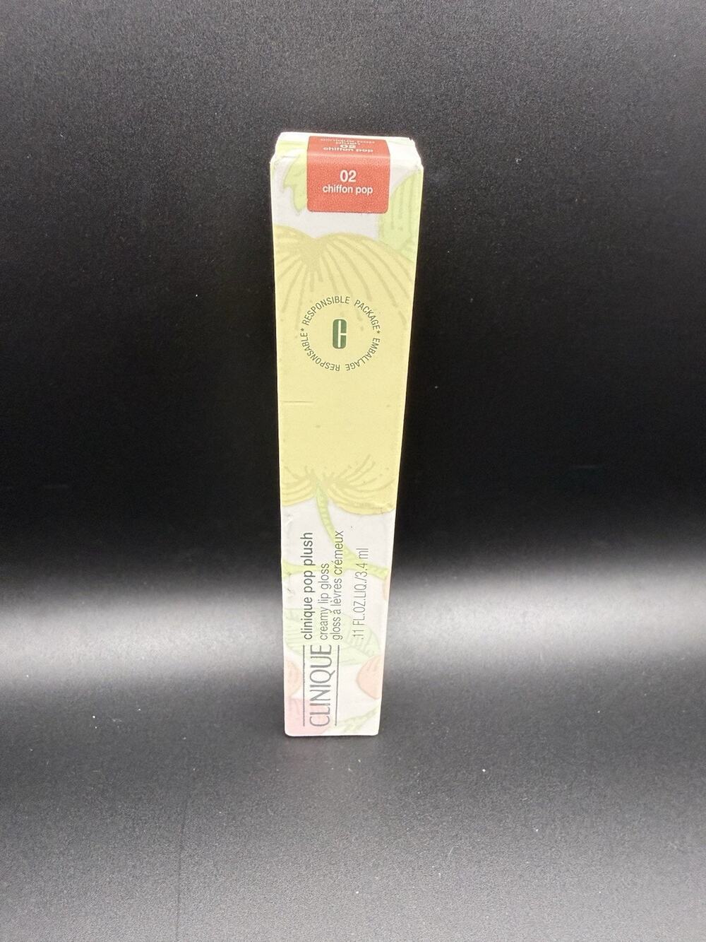 Clinique Pop Plush Creamy Lip Gloss 02 Chiffon Pop 0.11 oz / 3.4 mL New